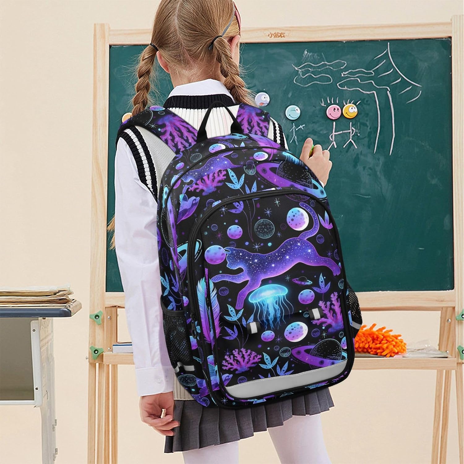 ALAZA Boho Witch Cat Moon Laptop Backpack Purse for Women Men Travel Bag Casual Daypack with Compartment & Multiple Pockets
