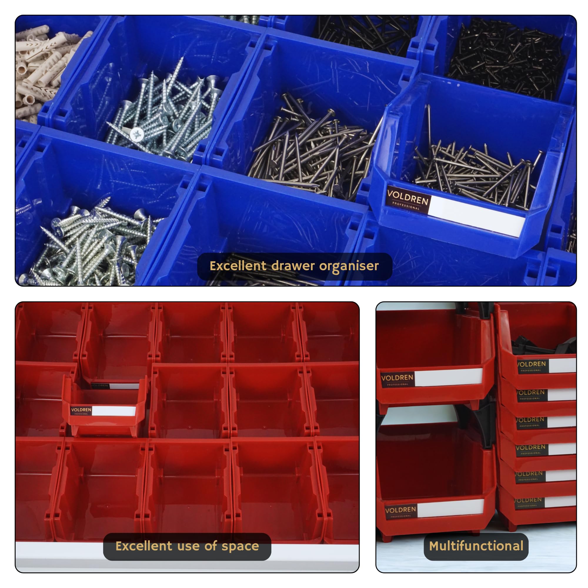Etagère murale rangement outils, Organisateur de vis, Rangement Empilables Atelier Garage avec Panneaux Muraux, Étagère à tiroirs pour outils, Étagère à outils murale (noir, 12)