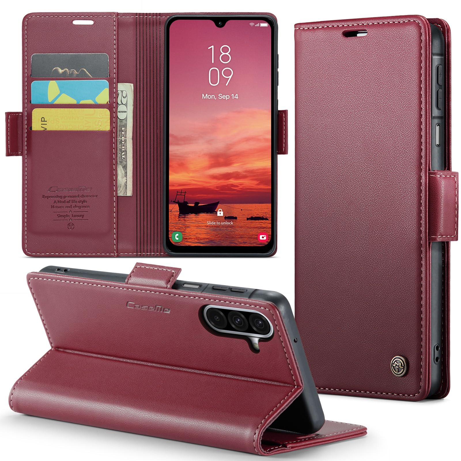 Rerzoiro for Samsung Galaxy A26 5G Case, Premium PU Leather Wallet Case Flip Cover with [RFID Blocking][Card Holder][Stand Function] Shockproof