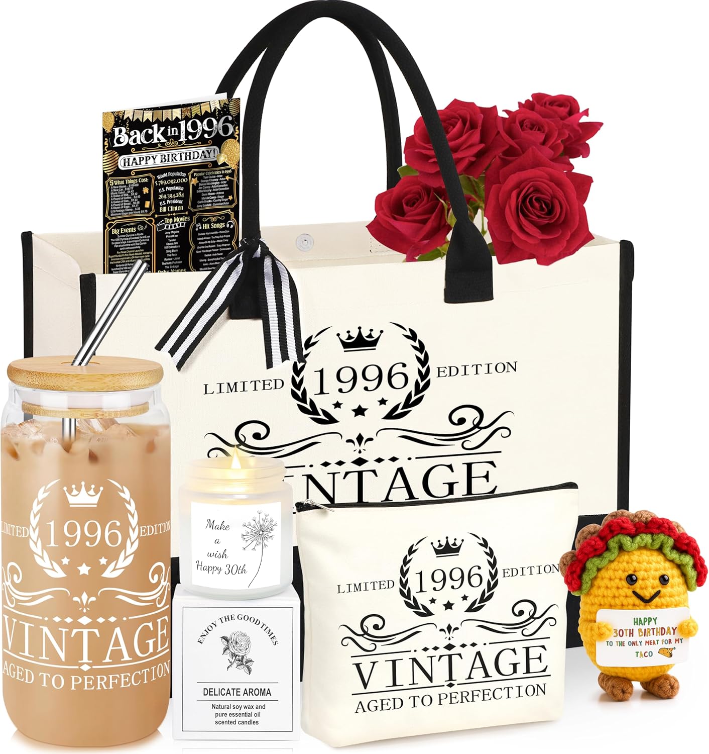 40th 50th 60th Birthday Gifts for Women Tote Bag Birthday Gifts Set for Mom Wife Sister Grandma Birthday Gifts for Her