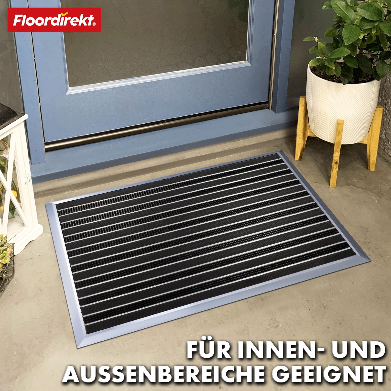 Floordirekt Fussabtreter Aussenbereich „Spectral“ für innen & außen - rostfrei & wetterfest - Haustür Fußabtreter - Türmatte Eingangsmatte (PVC/Bürste.68 x 98 cm)