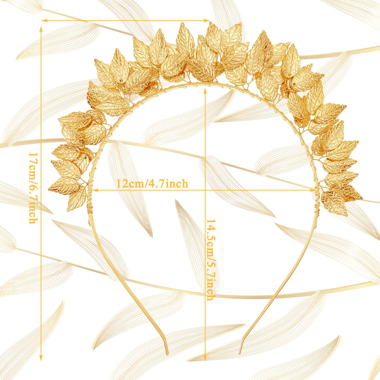 Jaczora Gold Leaf Headband,Roman Leaf Crown - Image 2