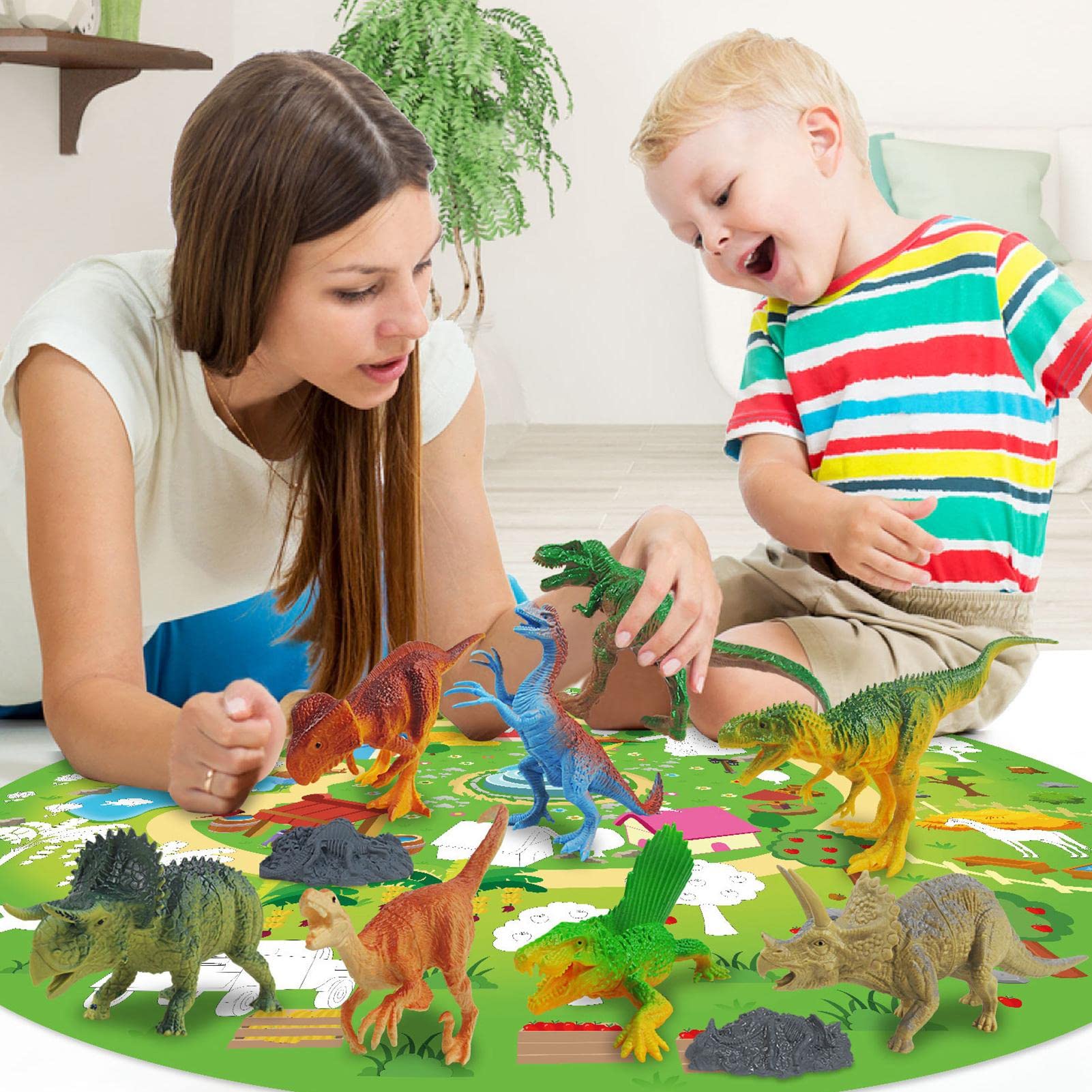 Amazon.co.jp: 恐竜のおもちゃのプレイセット | プレイマット付き恐竜