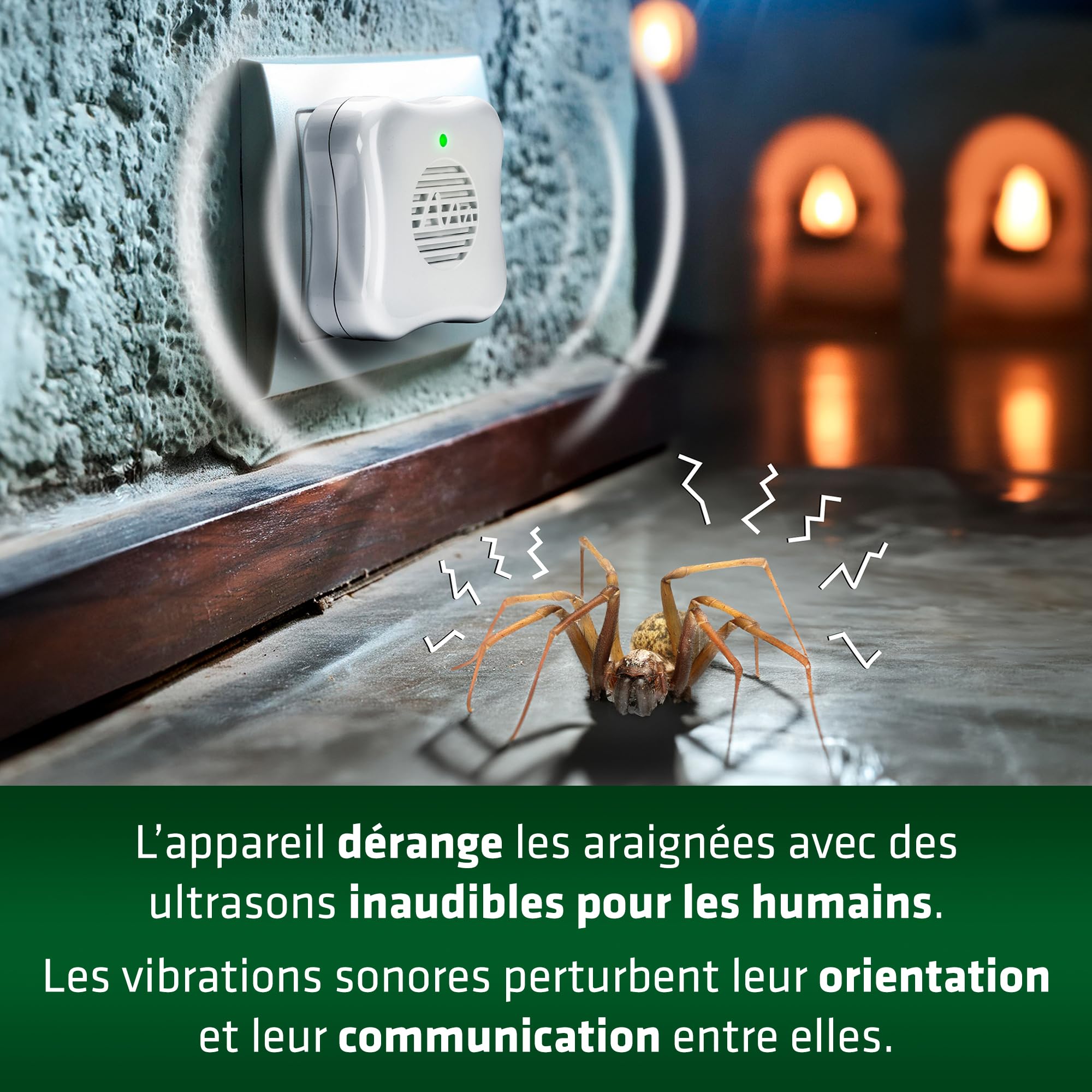 GARDIGO® Répulsif Anti-Araignée à Ultrasons – Lot de 2 – Usage Intérieur, Portée 25 m² – Anti Insectes Ultrasonique, Solution Écologique sans Produit Chimique