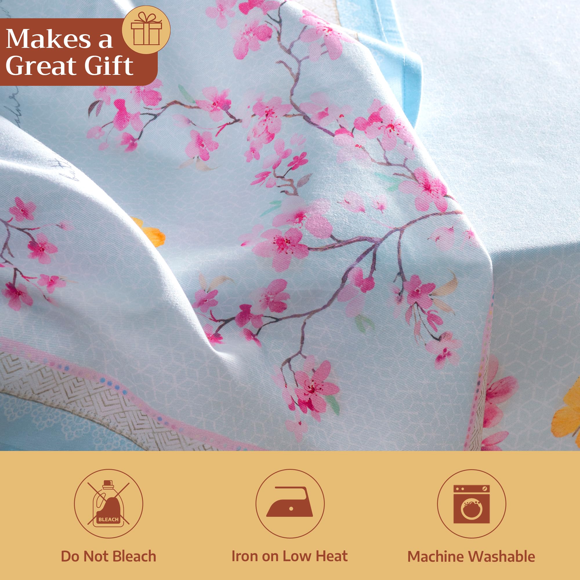 Maison d' Hermine Servilletas de tela (45 cm x 45 cm), 100% algodón, lavables, para cocina, restaurante y camping, flores en primavera, primavera/verano (juego de 4)