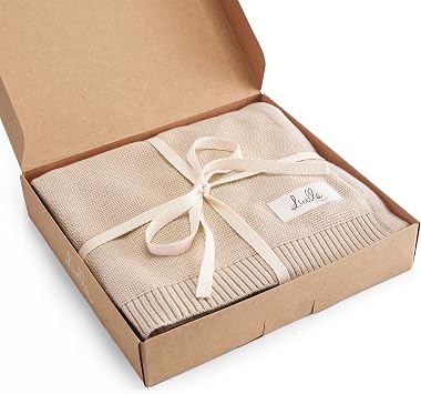 Livella Baby Blanket Made from 100% Organic Cotton Premium Knitted Blanket Velvet Soft and Breathable Ideal for Delicate Baby Skin Oeko-Tex Standard 100 and GOTS Certified Cream