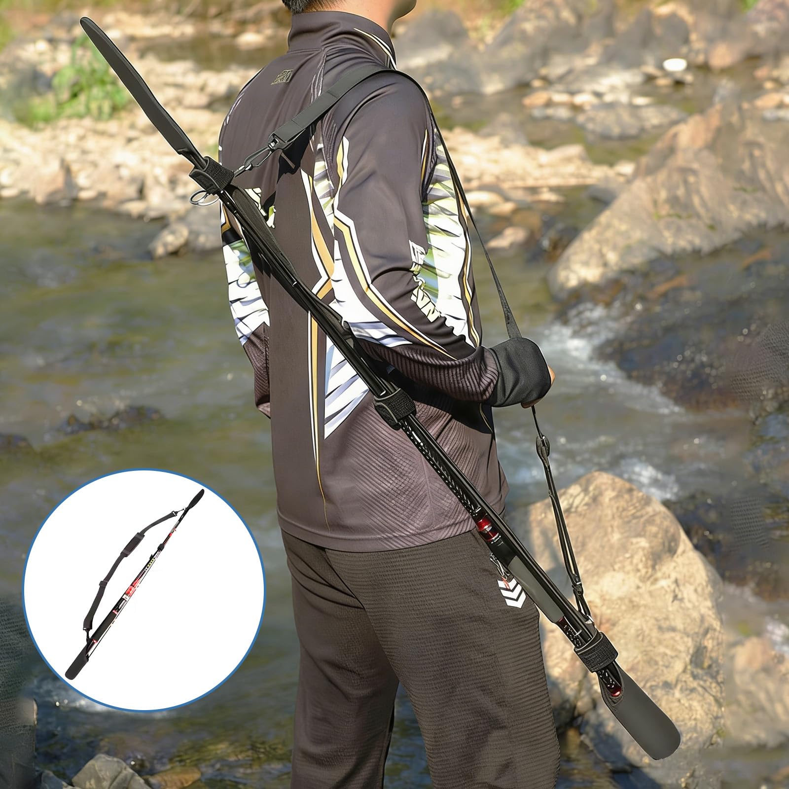 Magic Baits Rod Protector Adjustable, Rutenschutz aus Neopren, Schutz Angelruten-Röhrenhülle, Verstellbares Rutenband, 80-220 cm ﻿(Schwarz)
