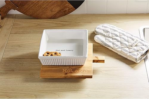 Miniatura 2 de Mud Pie Circa Baker and Trivet Set, blanco, 11" x 9"