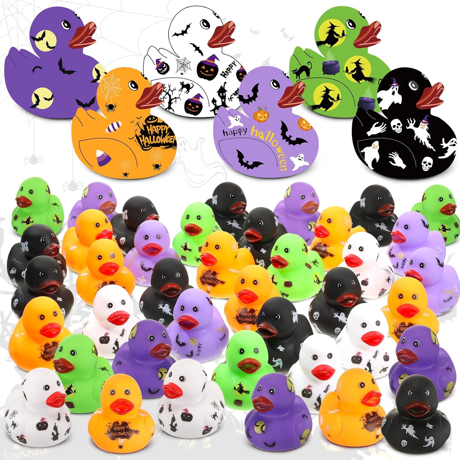 Lenwen 2 Inch Halloween Rubber Duckies Assorted Mini Rubber