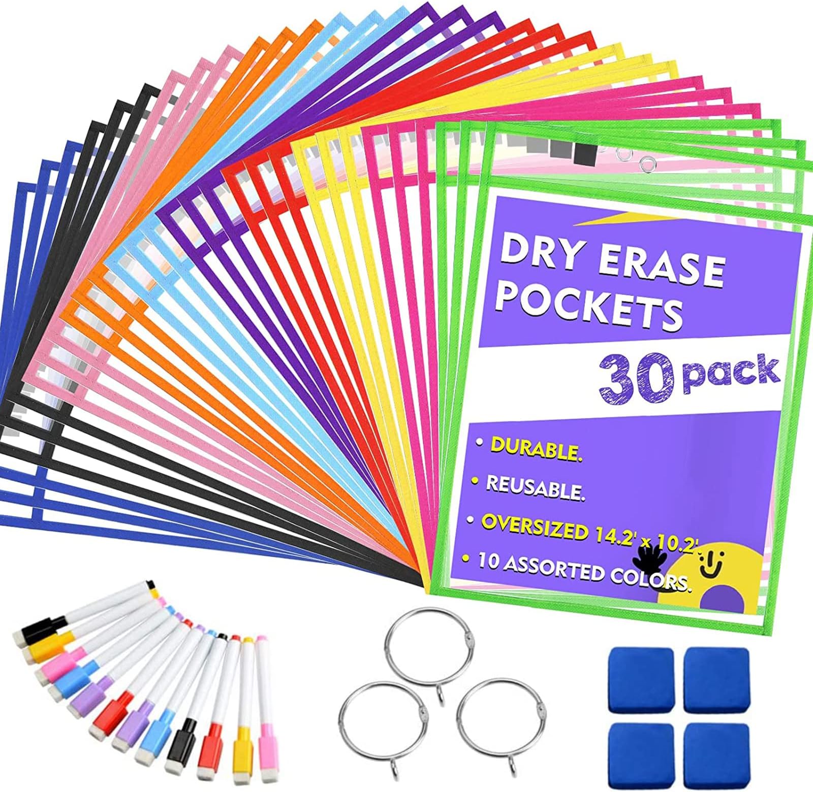 100 Pack DryErase Pockets Sleeves Bulk Job Ticket Holders