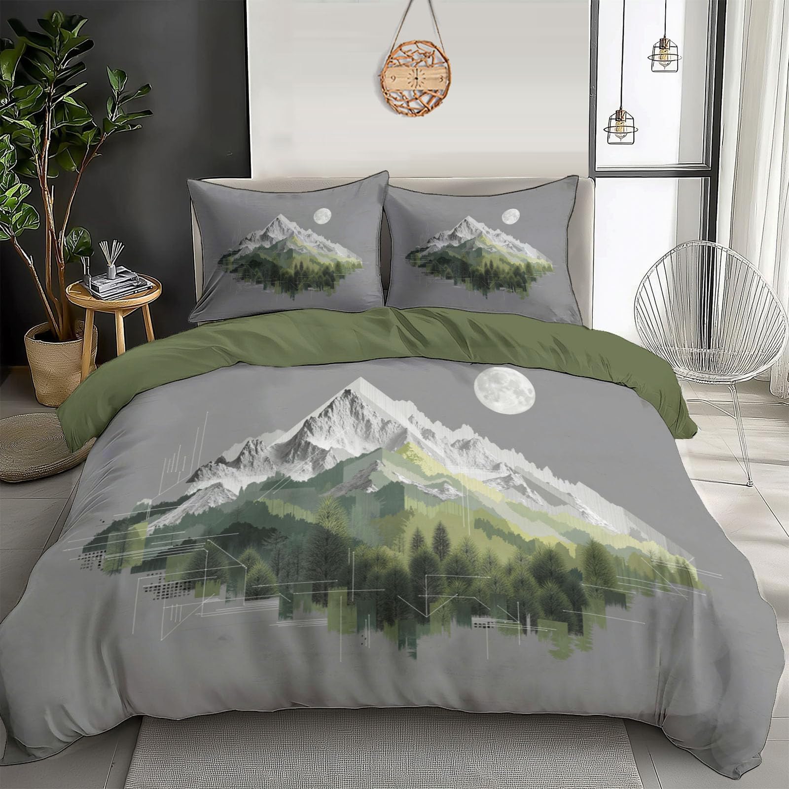 Parure de lit 240x260cm montagnes abstraites pour des nuits douces et apaisantes