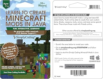 Coding for Kids: Learn to Code Minecraft Mods in Java - Video Game Design Coding - Computer Programming Courses, Ages 11-18, (PC, Mac Compatible)