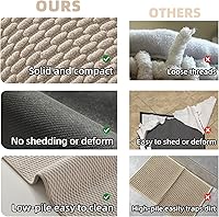 Vista 6 de Bathroom Rugs Non Slip Washable, Super Absorbent Thin Bath Mat Small Quick Dry Low Pile Bathroom Rug, Beige 16"x24