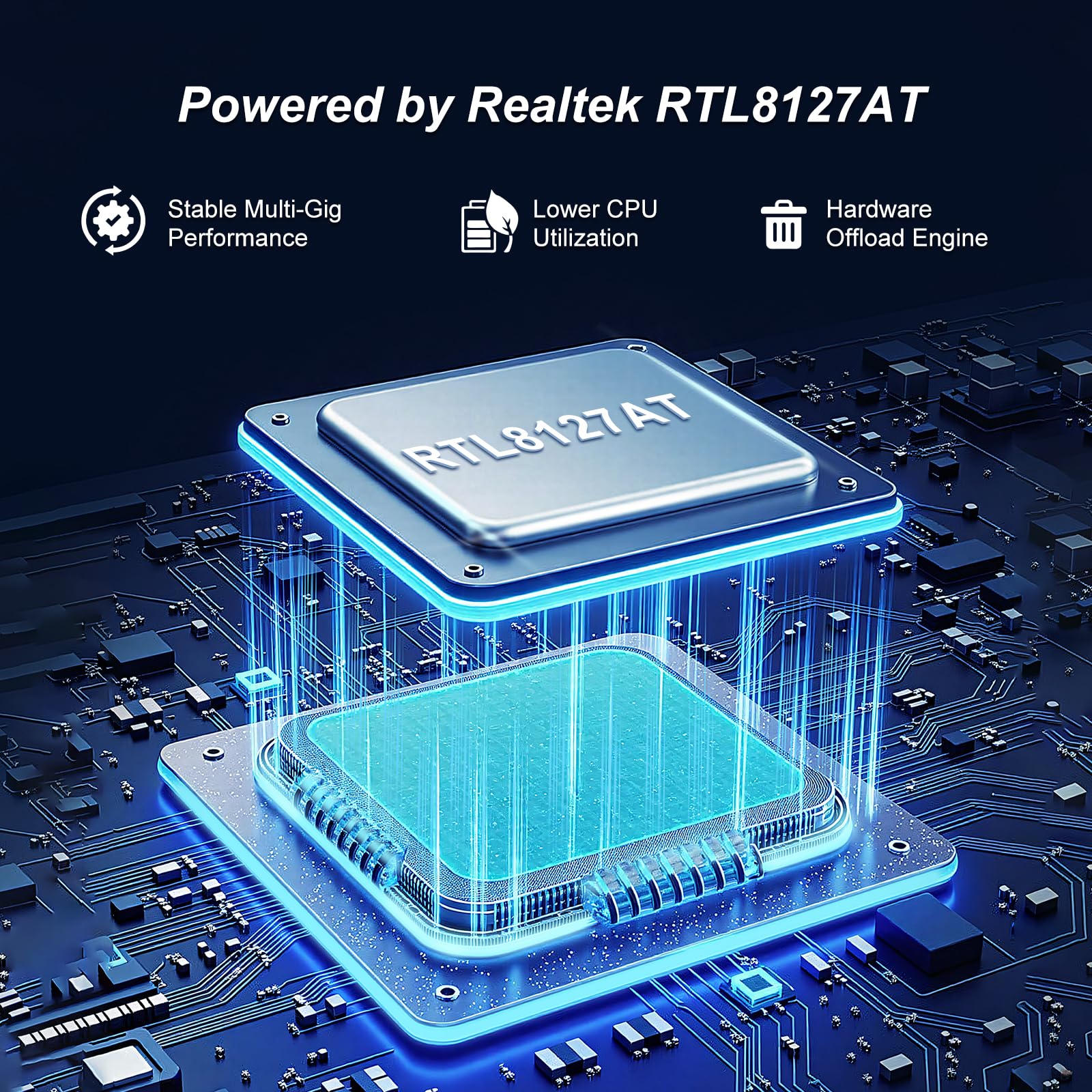 Tarjeta De Red PCIe 10G, Tarjeta Ethernet YuanLey 10G Base-T con Controlador Realtek RTL8127AT, Adaptador Ethernet PCIe A RJ45 10Gb Nic Compatible con PCI Express X1, X4, X8, X16, Soporta WOL