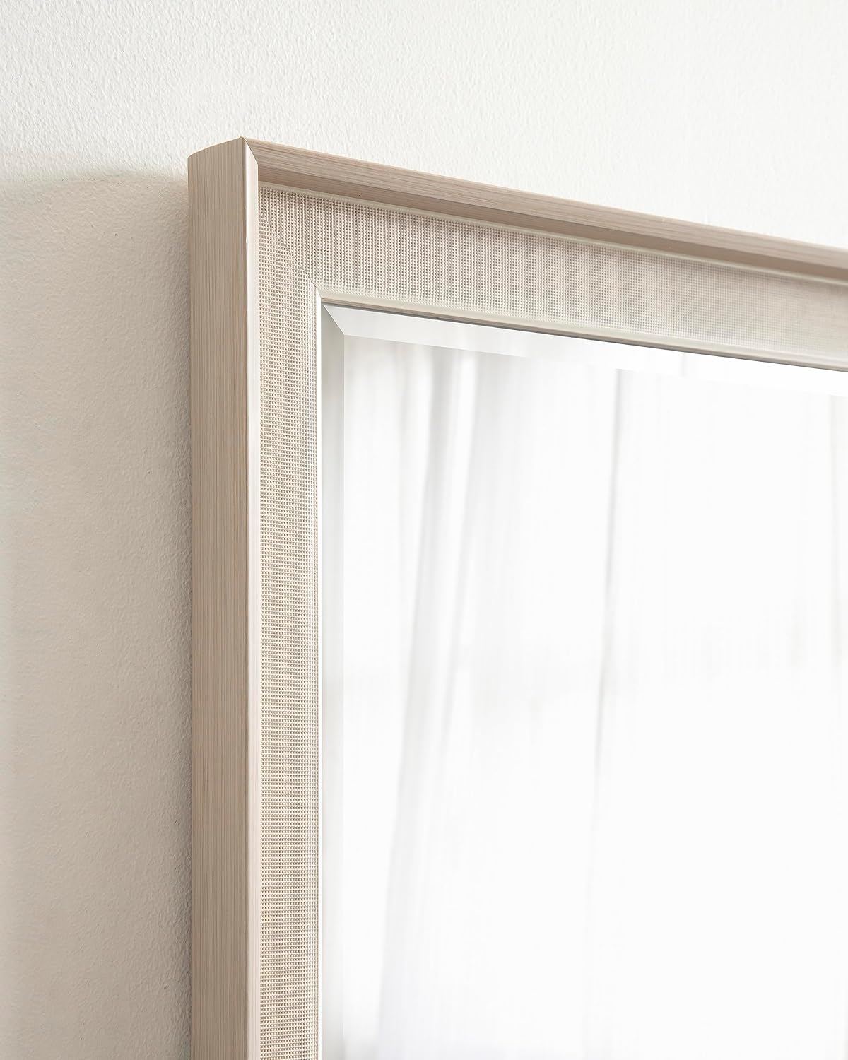 Kobert 20" x 30" Natural Linen Texture Rectangular Wall Mirror