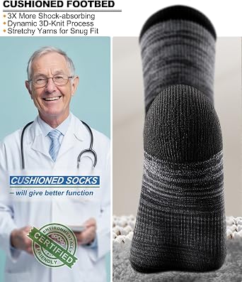 BULLIANT Men 6-Pack Athletic Compression Crew Socks for Running Gym Sports