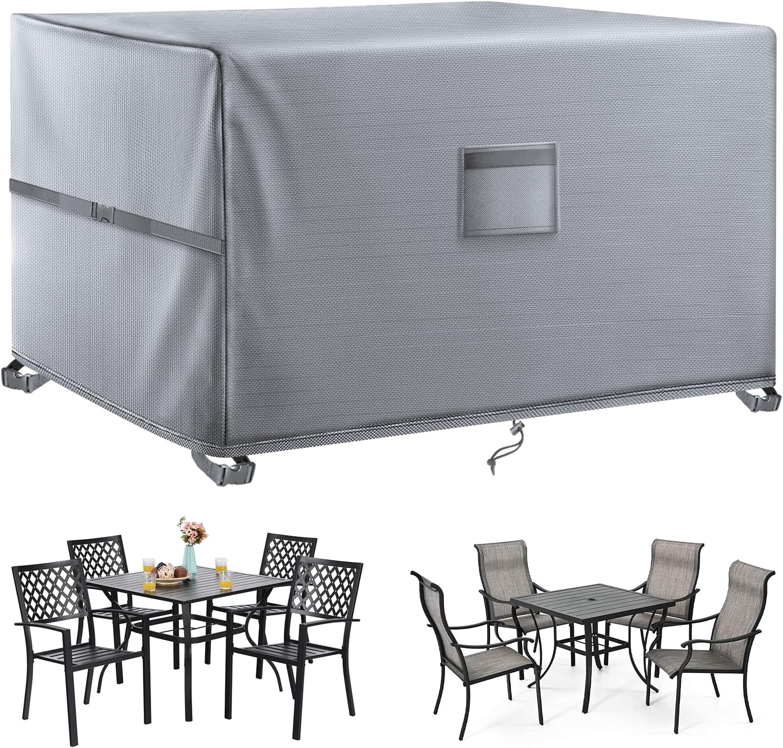 Kovshuiwe Garden Furniture Covers,Patio Furniture Cover Waterproof, 200x160x70cm Patio Table Covers 420D Heavy Duty Oxford Fabric Rattan Furniture Cover Windproof Anti-UV for Patio, Outdoor,Gray