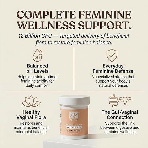 Vista 2 de WforHer - Probióticos vaginales para mujeres, 12 mil millones de UFC con LA-14 y Lactobacillus Rhamnosus, apoya el equilibrio del pH, la flora
