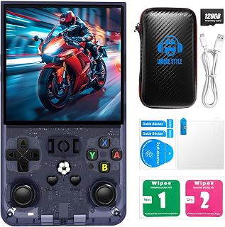 R36MAX Retro Handheld Game Console, 4.0-Inch IPS Display, 720x720 Resolution, Linux System, 64GB Support 18,000+ Classic Games, 4000mah Battery, with Portable Case(Gray 64GB)