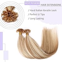 Vista 3 de SEGO Extensiones de cabello humano real con punta en U preunidas, con punta de uñas, balayage, extensiones de cabello lacio sedoso natural, 50