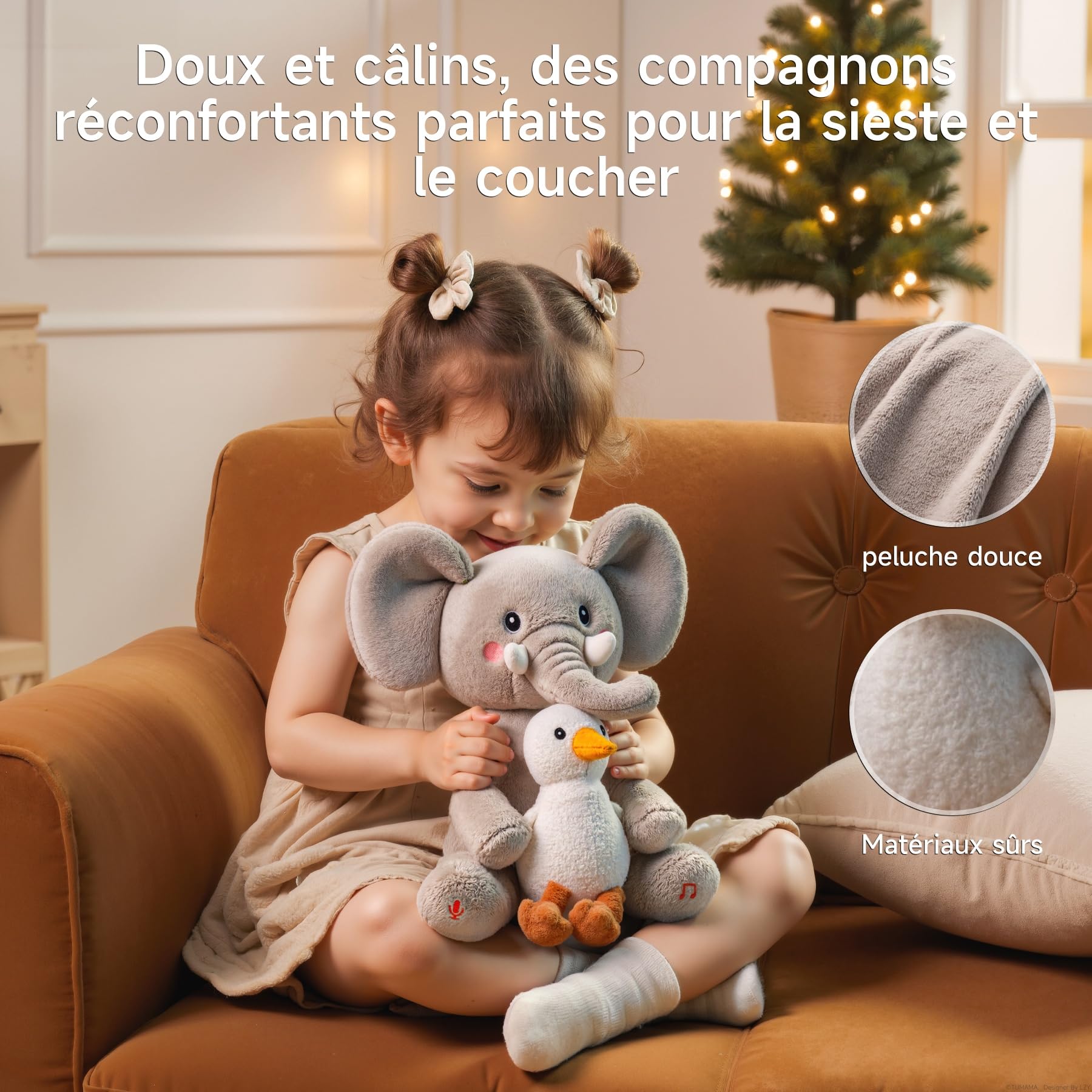 Peluche Animal Dansante et Repetante pour Bebe, Jouet Musical Interactif avec Enregistrement, Elephant Parlant, Jeux Animaux avec 6 Chansons
