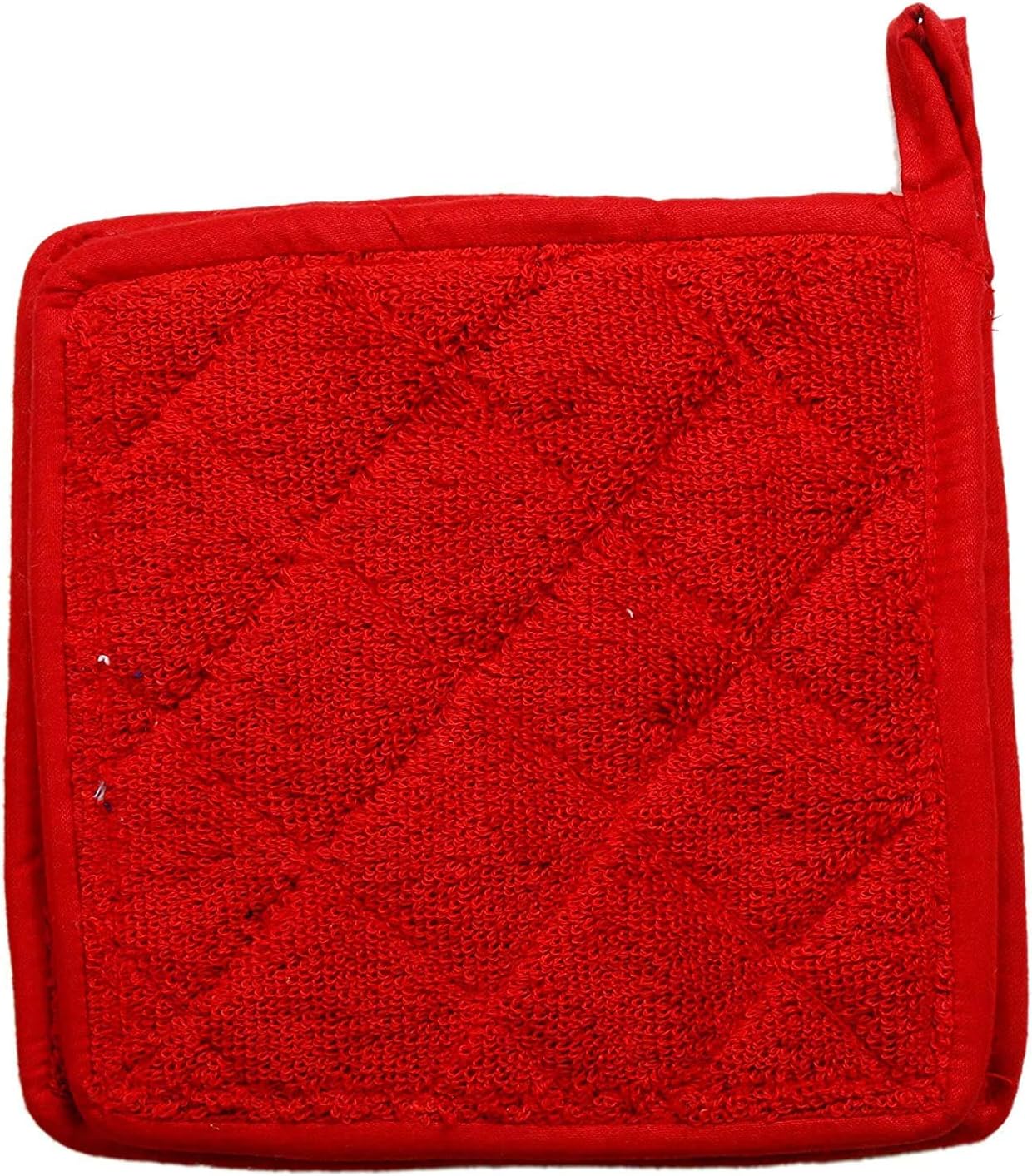 Terry Pot Holders Pack of 10 Premium Quality for Kitchen Hot Pad Set Heat Resistant Coaster Potholder & Cooking, Baking (Size 7 inch X 7 Inch (Red)