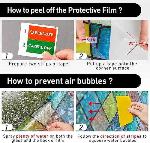 Miniatura 4 de SUNBABY Película de vidrieras para ventana Película holográfica de privacidad para ventana de arco iris, película decorativa de privacidad con