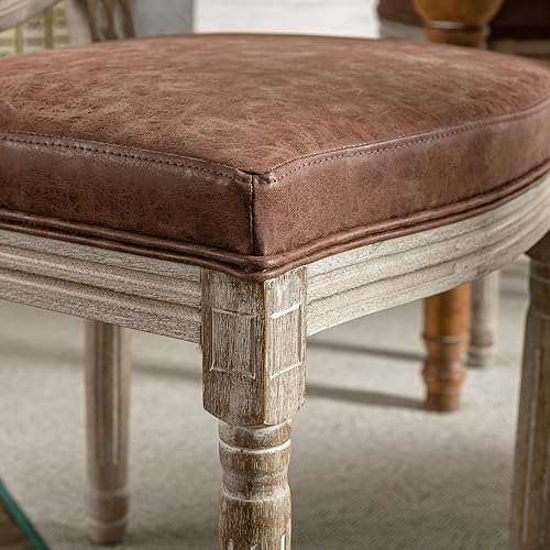 Miniatura 47 de Juego de 4 sillas de comedor de piel sintética, sillas de cocina de mediados de siglo, sillas Parsons tapizadas, sillas laterales con respaldo de