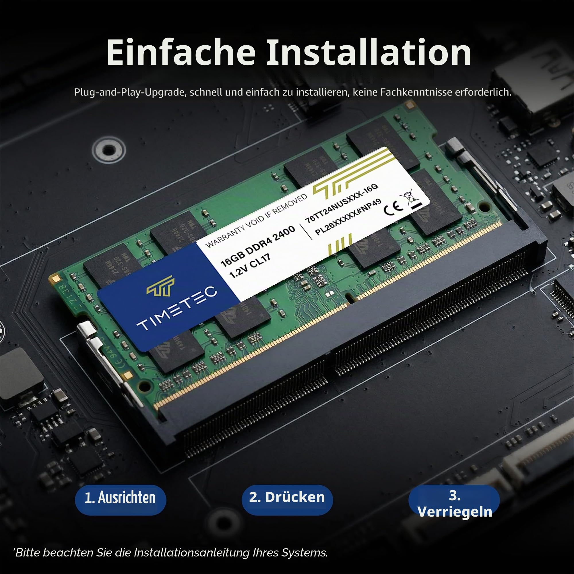 Timetec 16 GB DDR4 2400 MHz (PC4-2400T) PC4-19200 SODIMM – Non-ECC Unbuffered, 260-Pin, 1,2 V, CL17 Speichermodul für Laptops, Mini-PCs und All-in-One-Computer