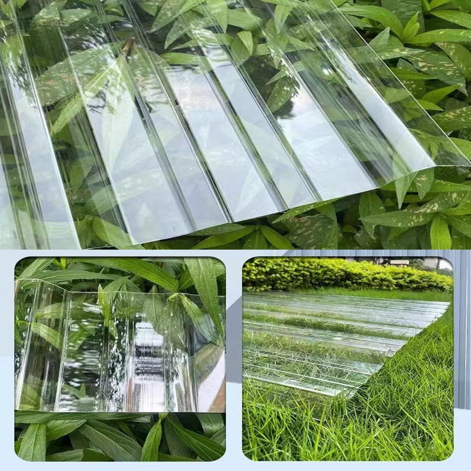 Placa de Iluminación FRP，Panel para Tejado Transparentes，Chapa Ondulada para Invernaderos，Chapa Tejado a Prueba de Lluvia Anti-UV，Revestimiento Pared Exterior(10pcs,0.9 * 1.2m/35 * 47in)