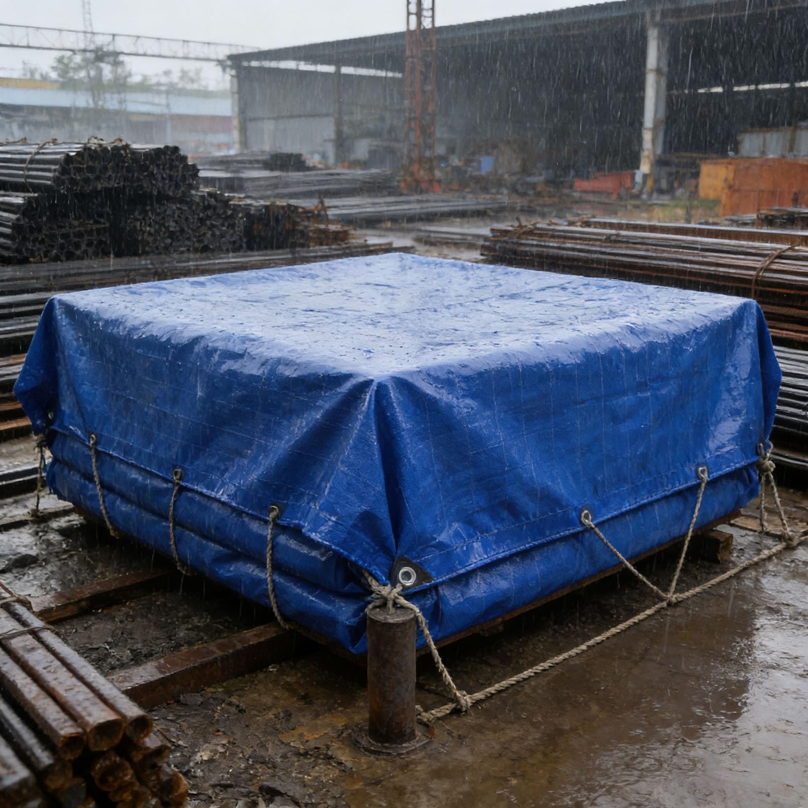 Lona impermeable de 120 x 160 cm con ojales lona de protección azul para muebles y jardín