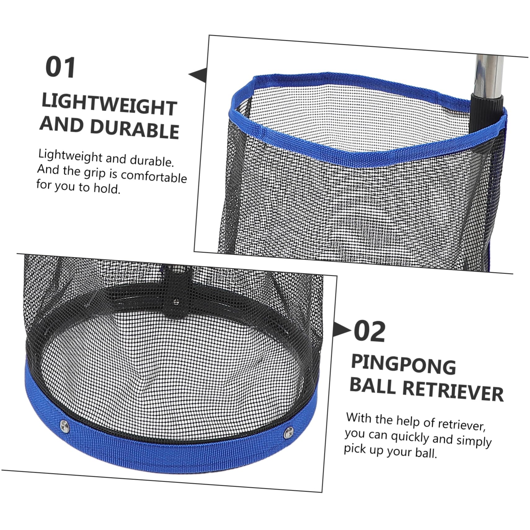 Raccoglitore Palline Ping Pong per Allenamento, Capacità 120 Pezzi | Acciaio Inossidabile, Blu, Leggero e Raccoglie, Accessorio Tennis per Uso Sportivo