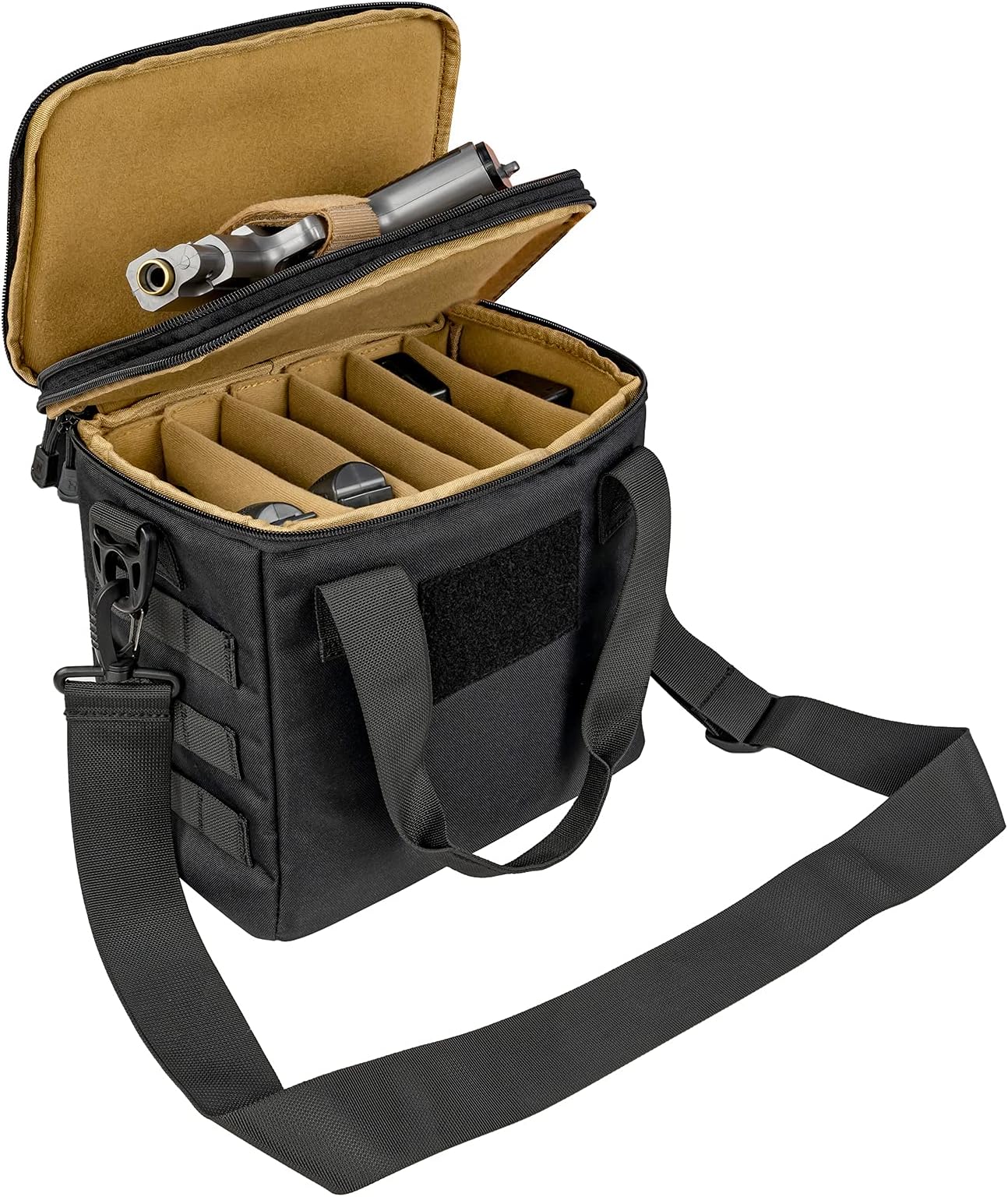 ProCase Tactical Gun Range Bag, Deluxe Padded Pistol Handguns Magazine Ammo Gear Accessories Pouch with Adjustable Dividers for Hunting Shooting Range Sport – Black
