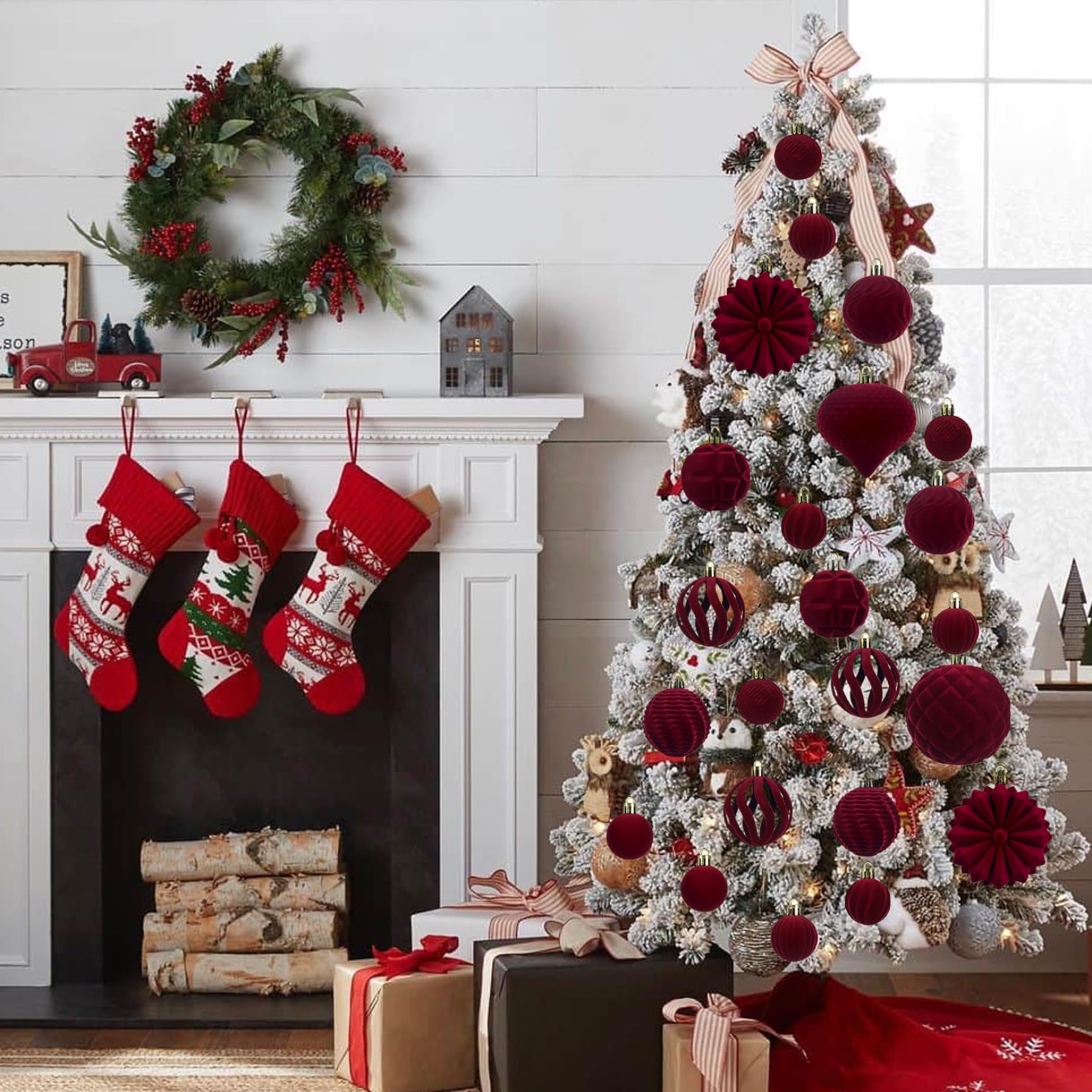 6 Ornamenti Floccati Per Albero Di Natale - Palline Coniche In Velluto Morbido - Decorazioni Pendenti Vintage - Colori Vari - 2