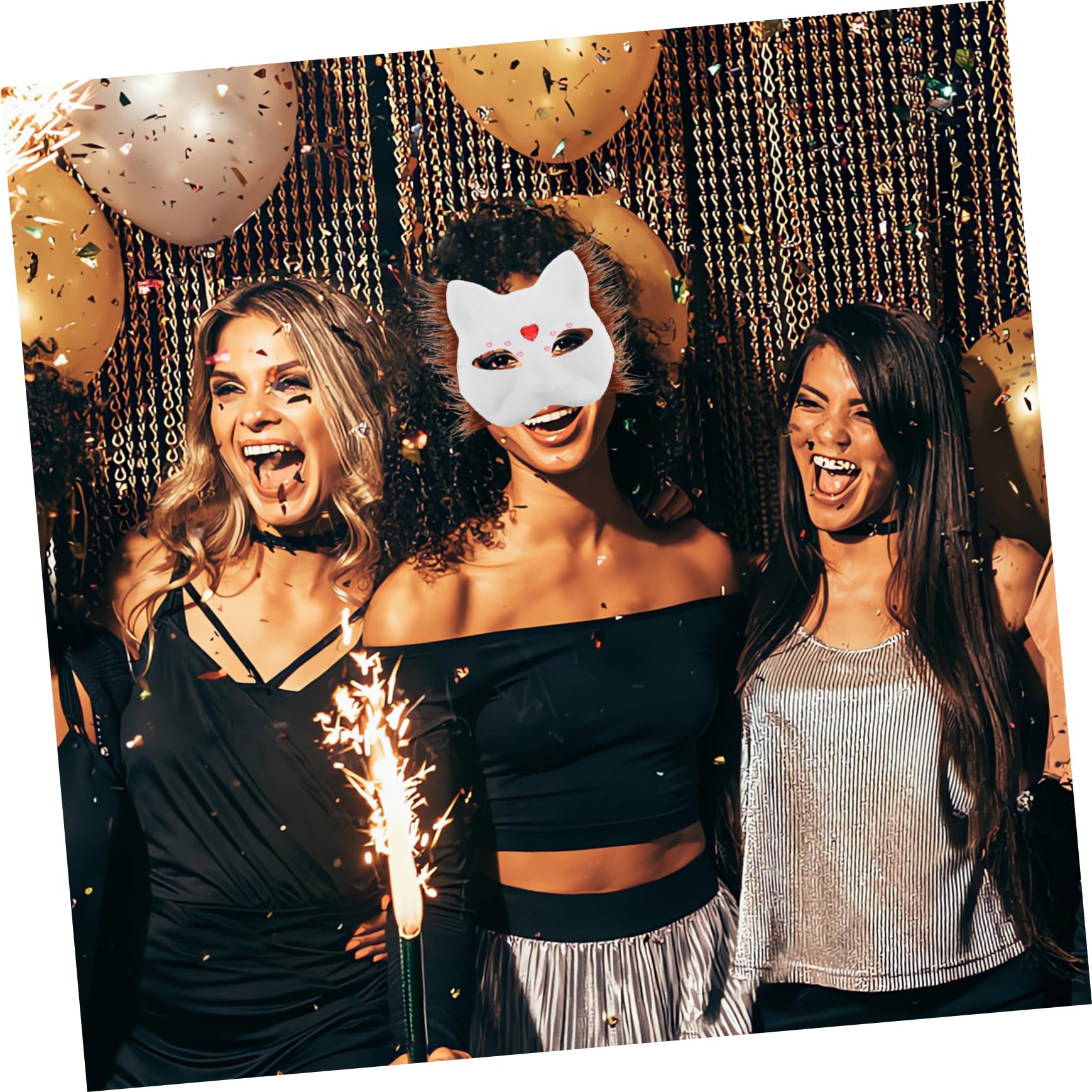 HEMOTON Kit Maschera Gatto - Maschere Vuote Da Dipingere Per Bambini E Adulti Fogli Di Feltro E Strisce Finte Costumi Di Halloween Maschere Di Carnevale