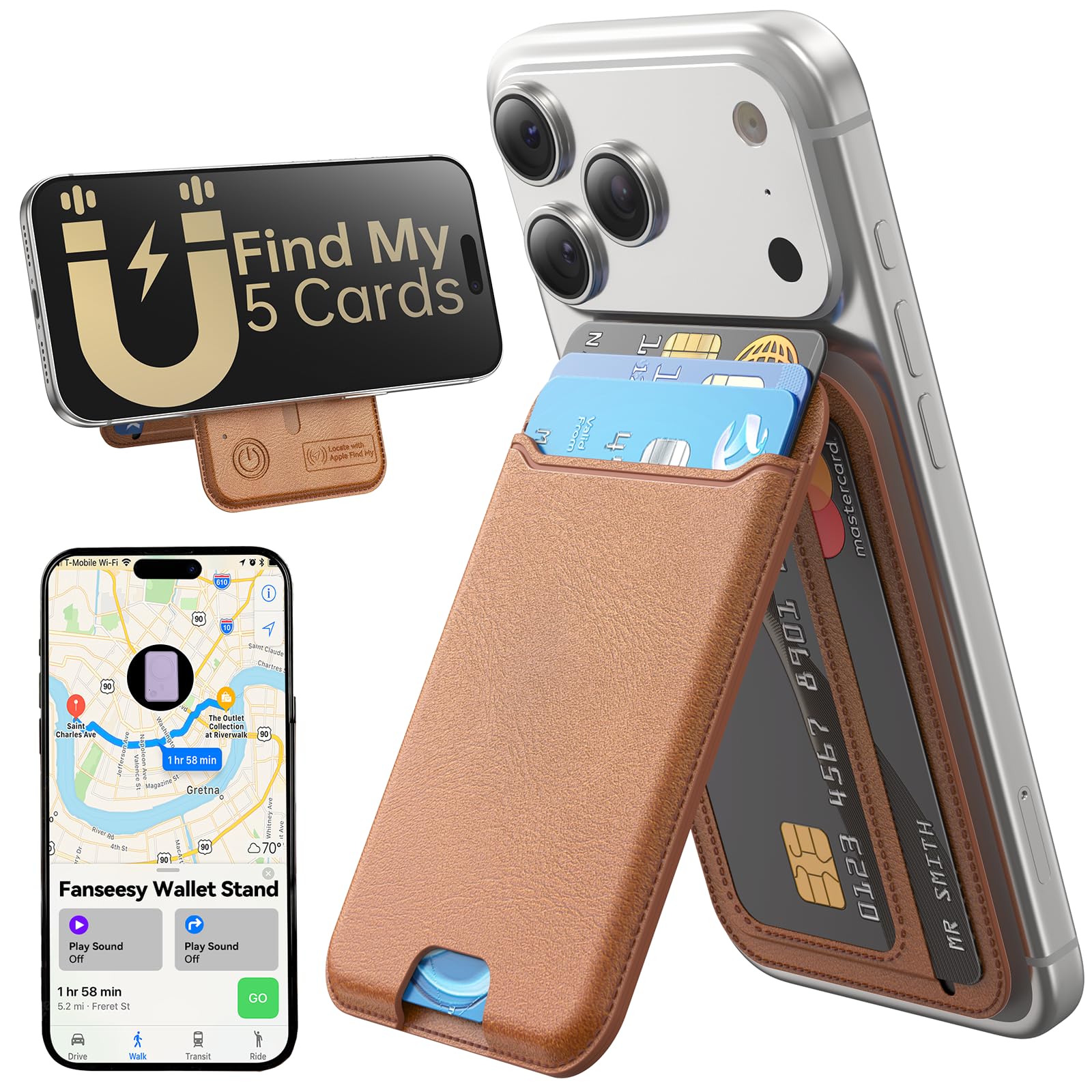 fanseesy Magnetic Wallet with Stand,Brown-picture-11