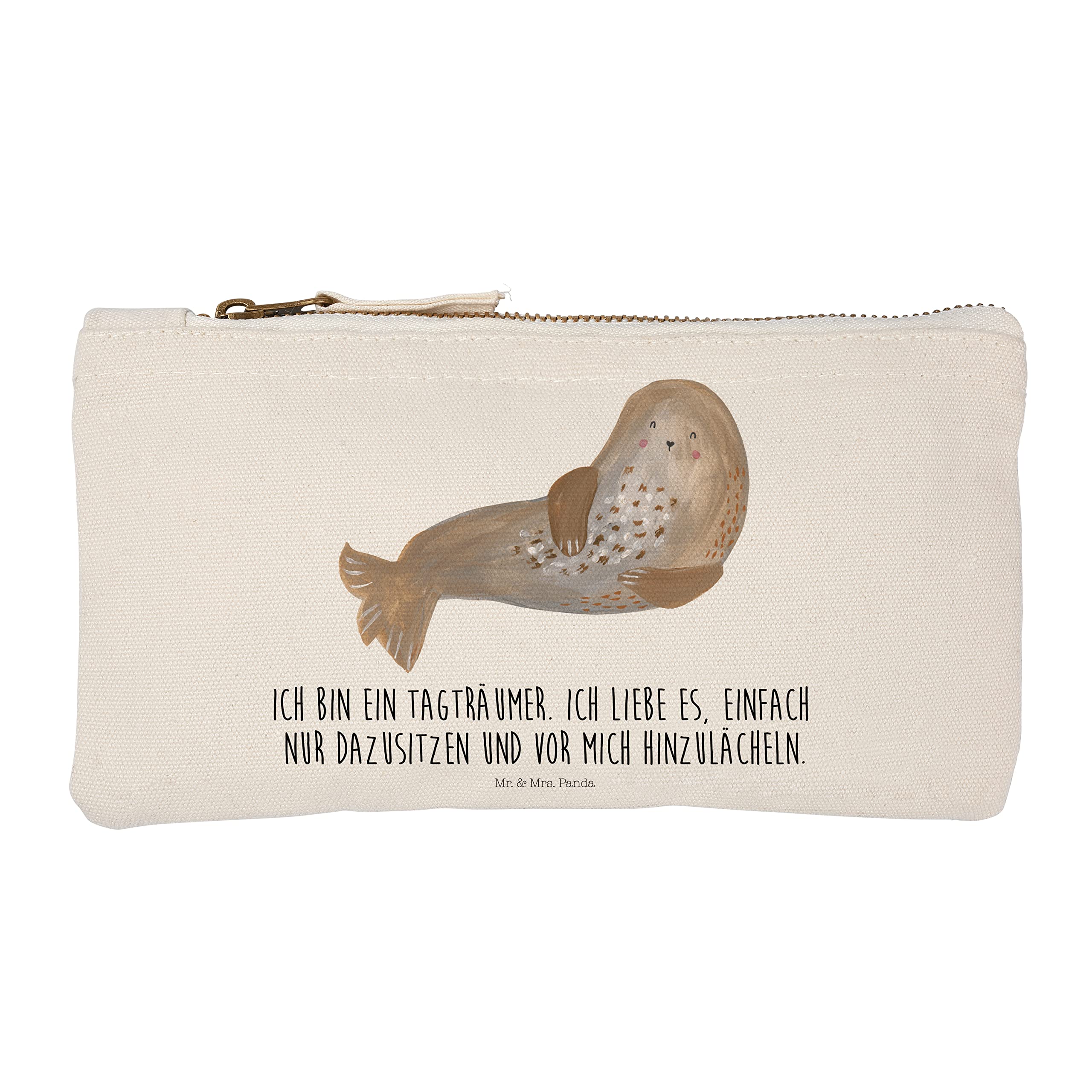 Mr. & Mrs. Panda Kosmetiktasche ‚Pinguin Lachen‘ – Lustige Schminktasche, 22x13x7 Cm, Mit Reißverschluss & Klett