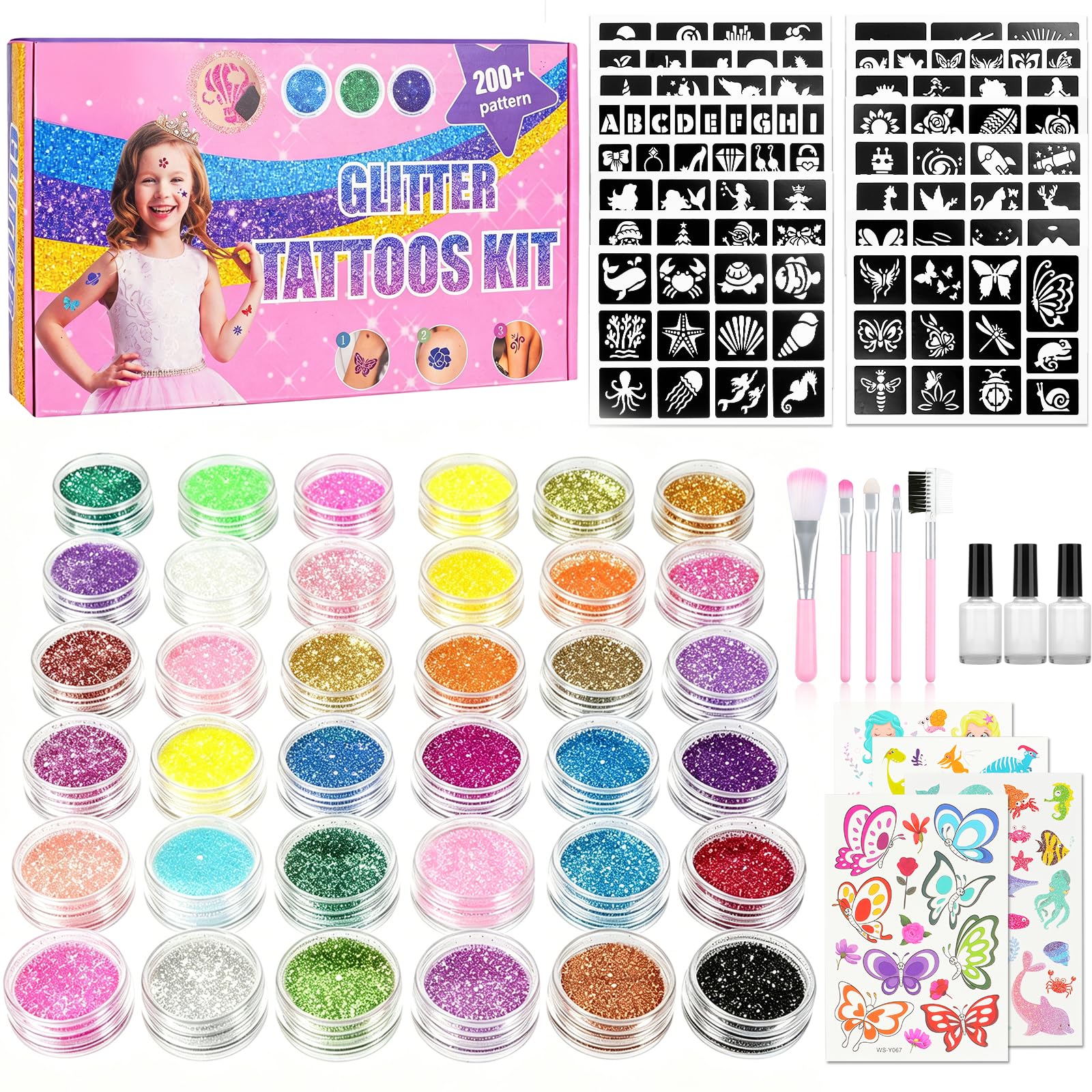 Two Glitzer Tattoo Set Kinder Glitzertattoos Kinder Set