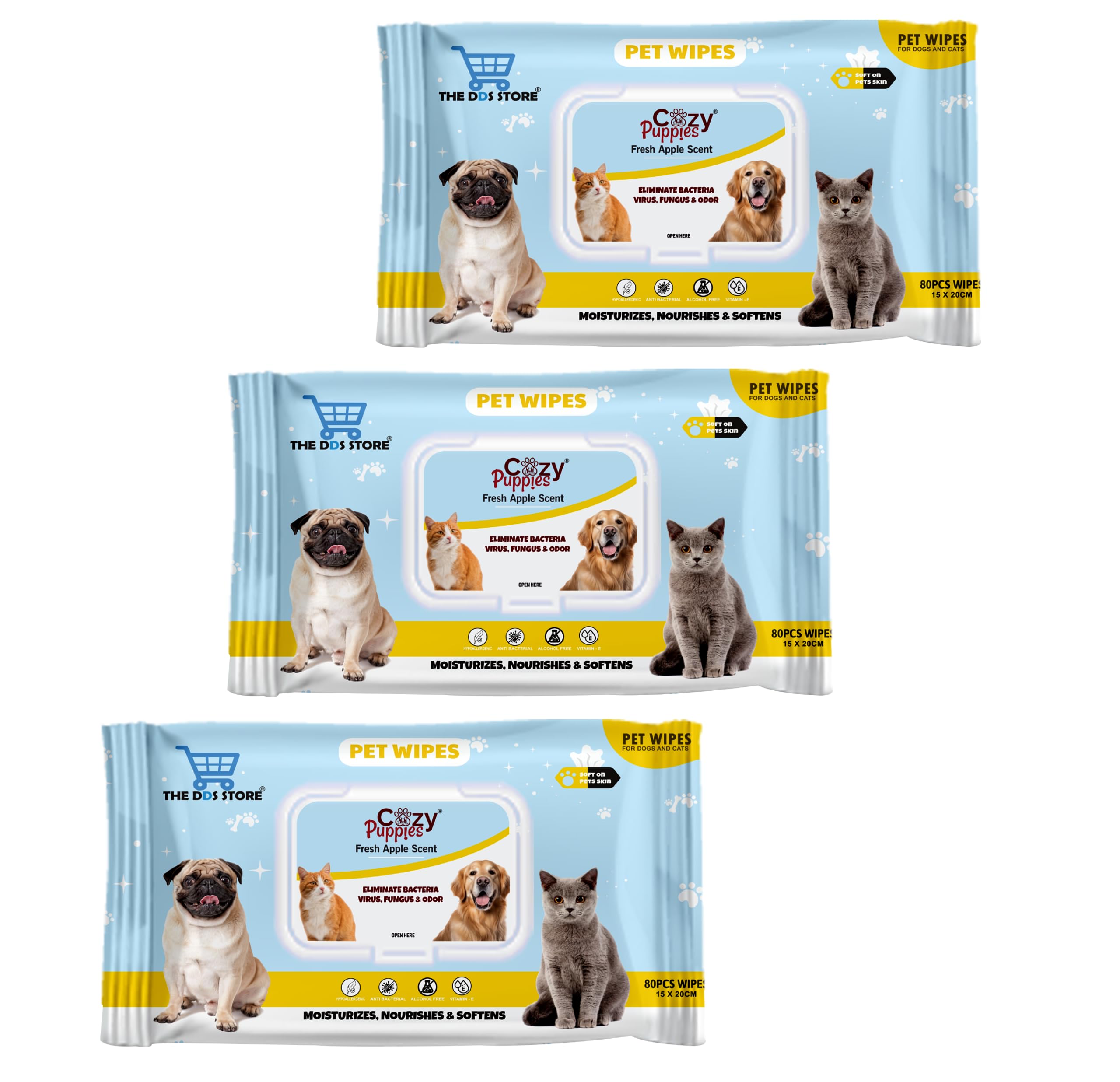 The DDS Store Pet Wipes for Dogs, Puppies & Pets - Apple Scent 6"x 8" - Pack of 0 Wipes (Pack of 3) (B08PPQYY66) Amazon Price History, Amazon Price Tracker