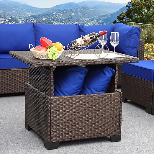 Outdoor Table with Storage Outside Patio Table Wicker