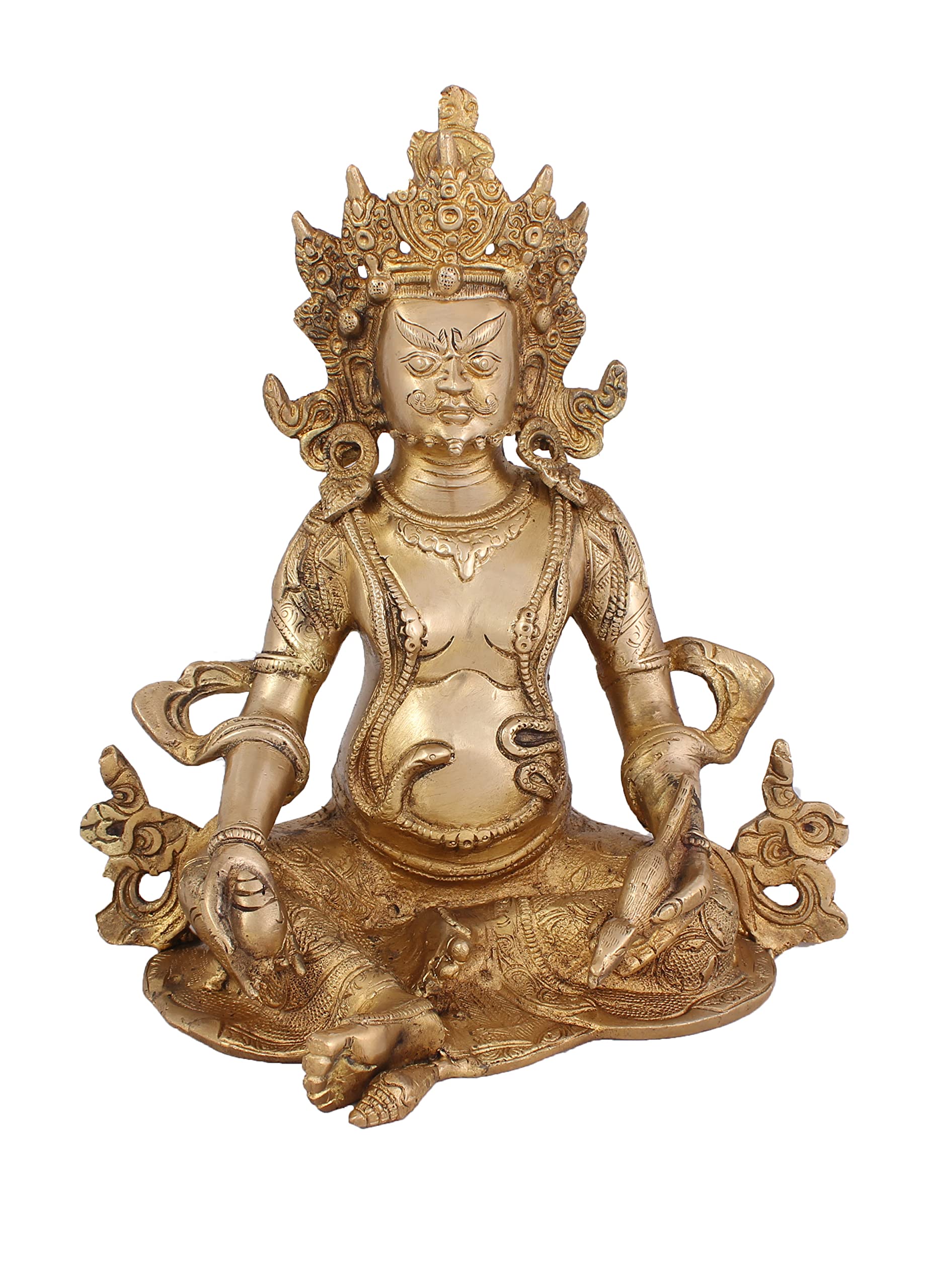 Arihant CraftEthnic Decor God Kuber Idol Statue Lord Kuber Sculpture Showpiece Hand Work – 25.5 cm (Brass, Gold)