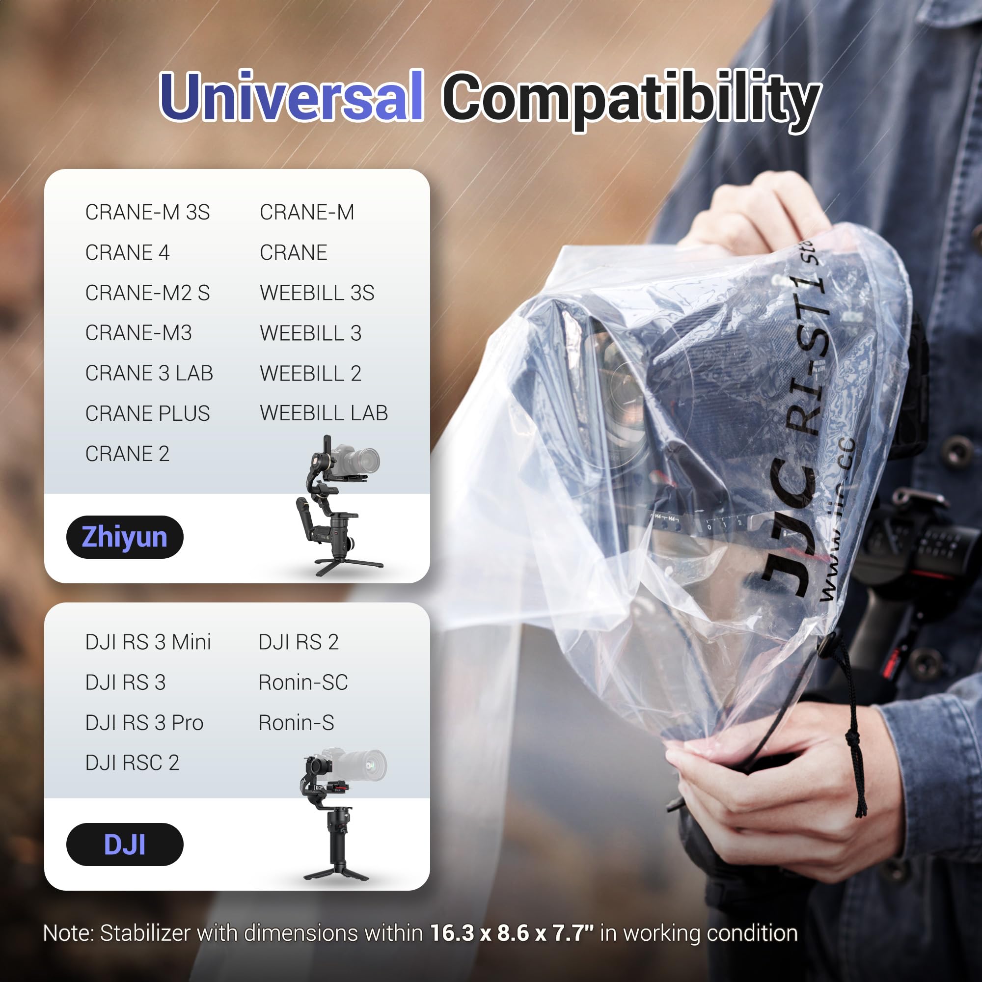 JJC Lot de 2 imperméables pour appareil photo reflex numérique et stabilisateur, housse de pluie et anti-poussière