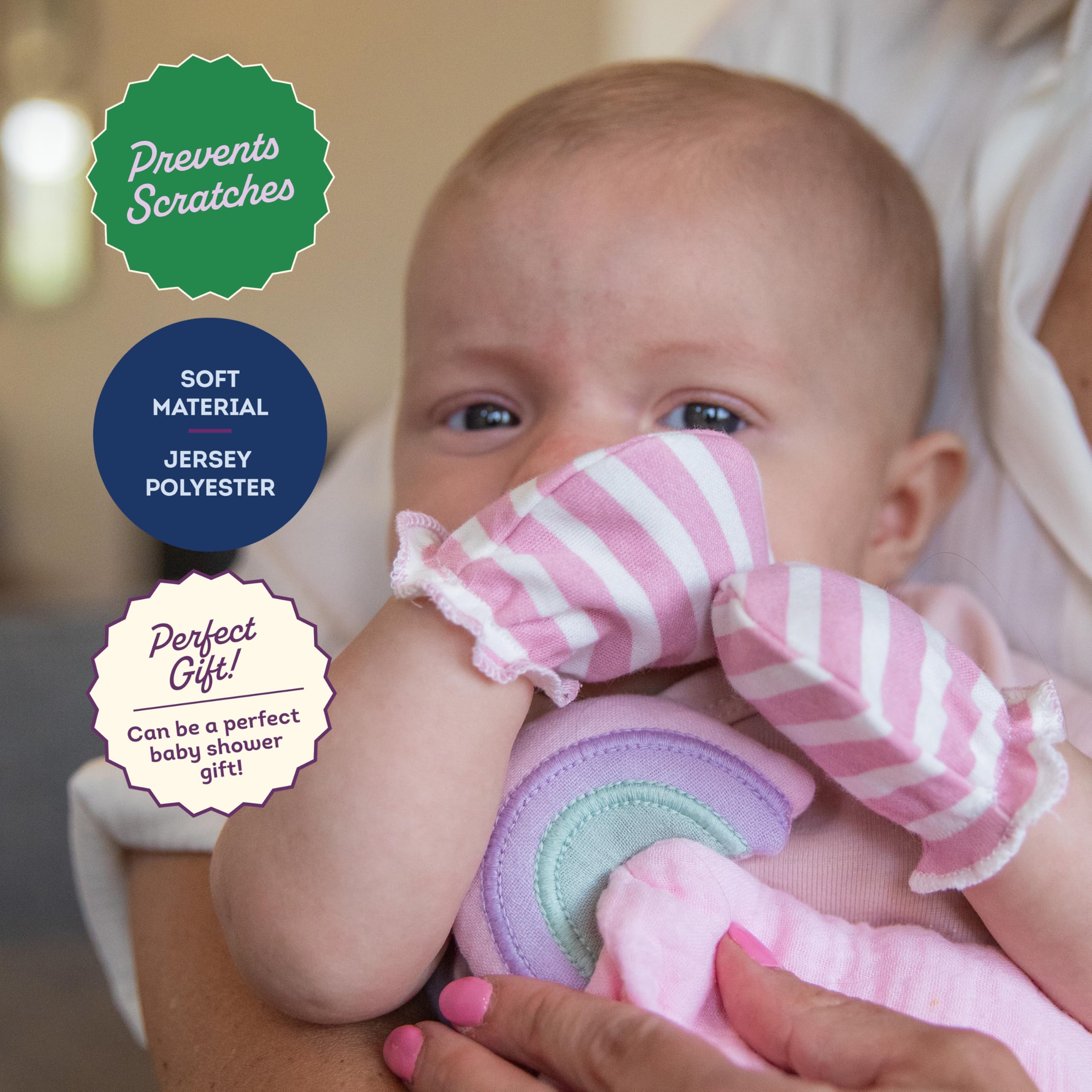 Fruit of the Loom Layette Collection - Scratch Mittens for Baby - 4-pack Rainbow