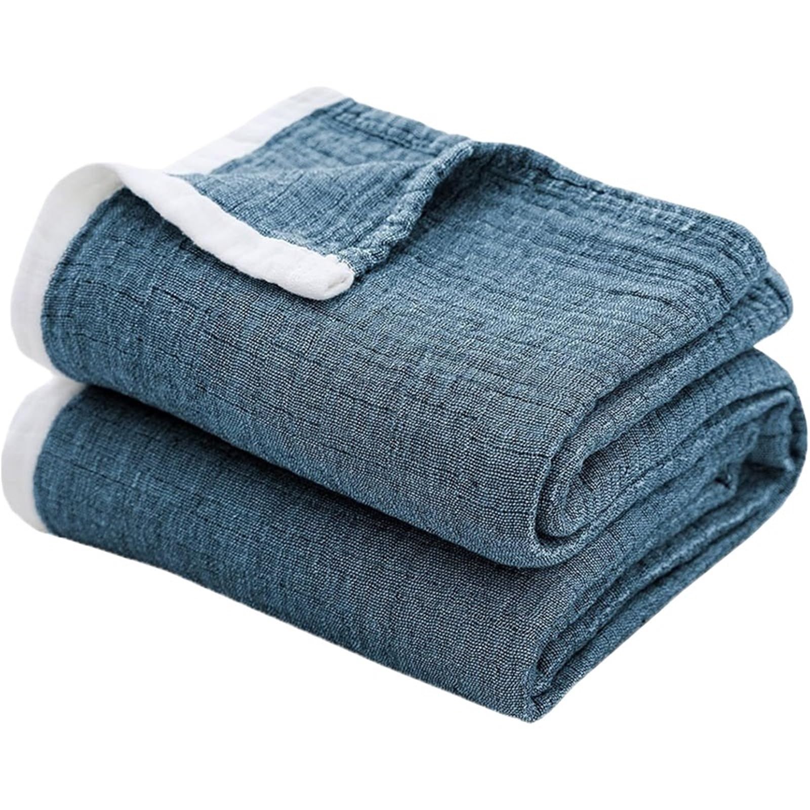 FIgpmwld Cotton Muslin 4-Layer Yarn Dyed Throw Blanket Multiple Sizes(Color9,230x260cm)