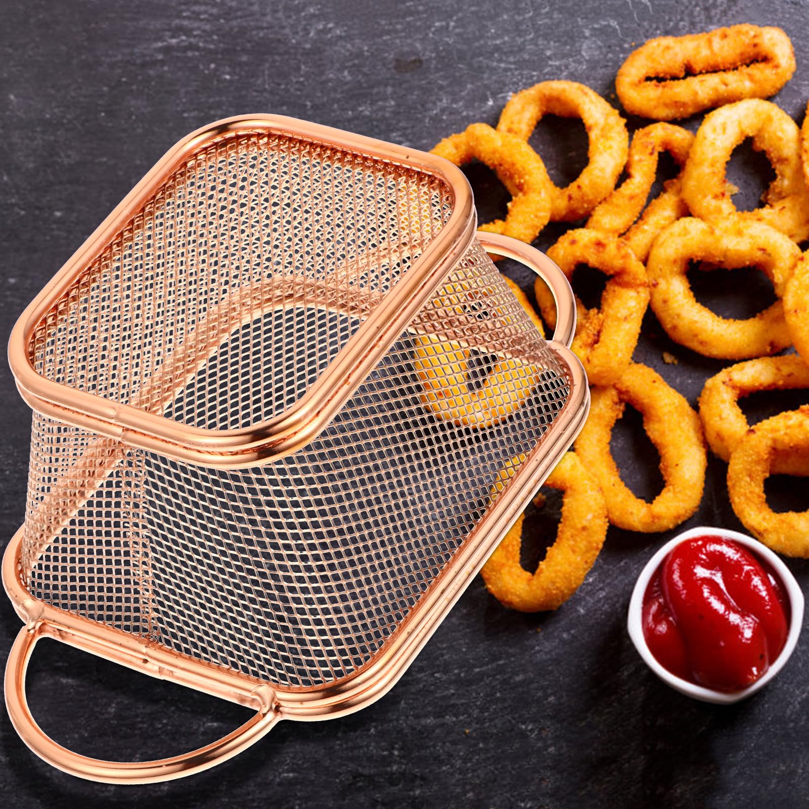 DOITOOL Porta Patatine Fritte in Acciaio Inox Cestello per Snack e Coni