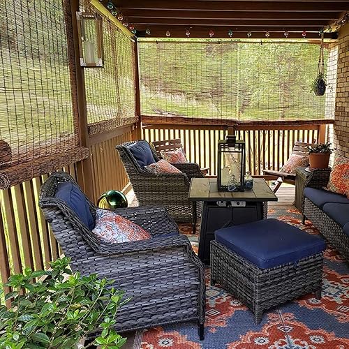 Miniatura 4 de Persianas enrollables sin cordones, de bambú, para exteriores, privacidad de 29 pulgadas, 33 pulgadas, 45 pulgadas, 57 pulgadas, 63 pulgadas, 37