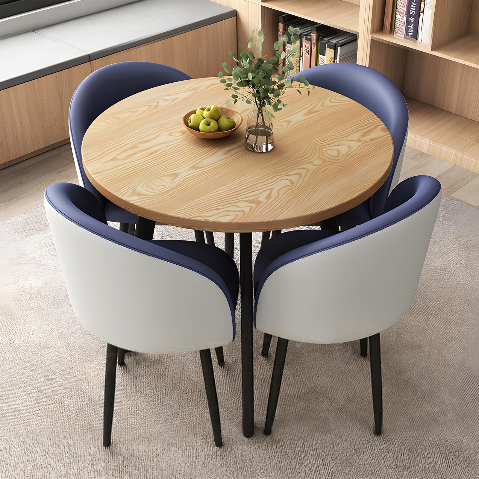 ASerZenith Modern Dining Table Set With 4 Upholstered Chairs, Kitchen Office Cafe Lounge Living Room Coffee Table By,P-026-27.6 In