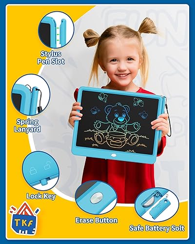 Miniatura 3 de TEKFUN Tableta de escritura LCD de pantalla grande de 12 pulgadas con lápiz capacitivo antipérdida, tablero de dibujo borrable sin ensuciar,