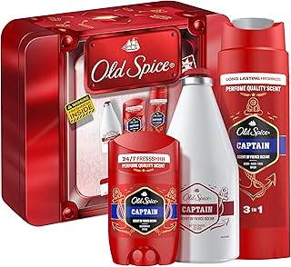 Old Spice Tin Box Geschenkset mit Captain Deostick, Duschgel und Aftershave-Lotion, langanhaltender Duft in Parfumqualität