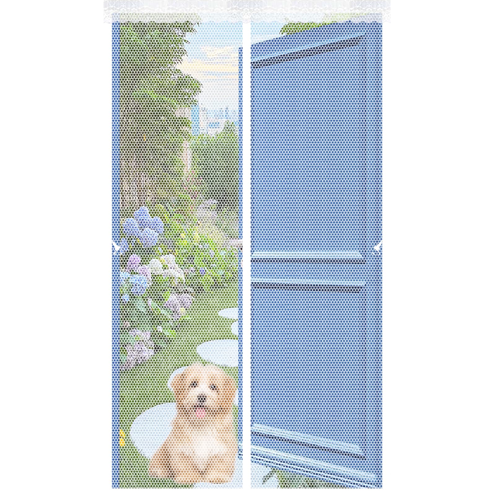 Lijiao White Magnetic Door 122 X 185 Cm With Powerful Magnets And Full Frame Hook&Loop, No Gap, Keep Bugs Out Lets Fresh Air In, Heavy Duty Mesh Bug Curtain Kid And Pet Friendly,